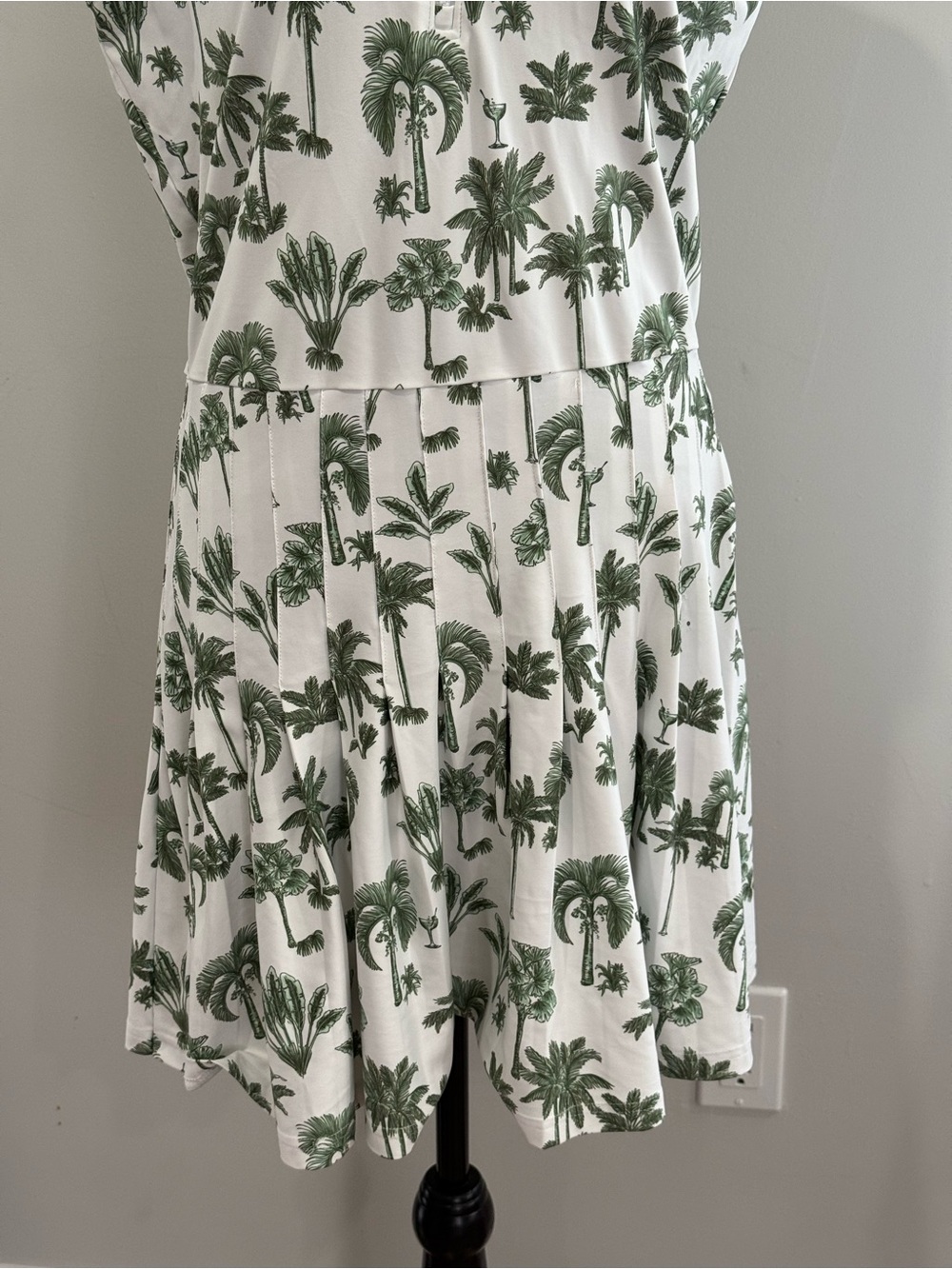 Smith&Quin XLSleeveless White Dress with Green Palm Print w Pocket 393 - Picture 3 of 9